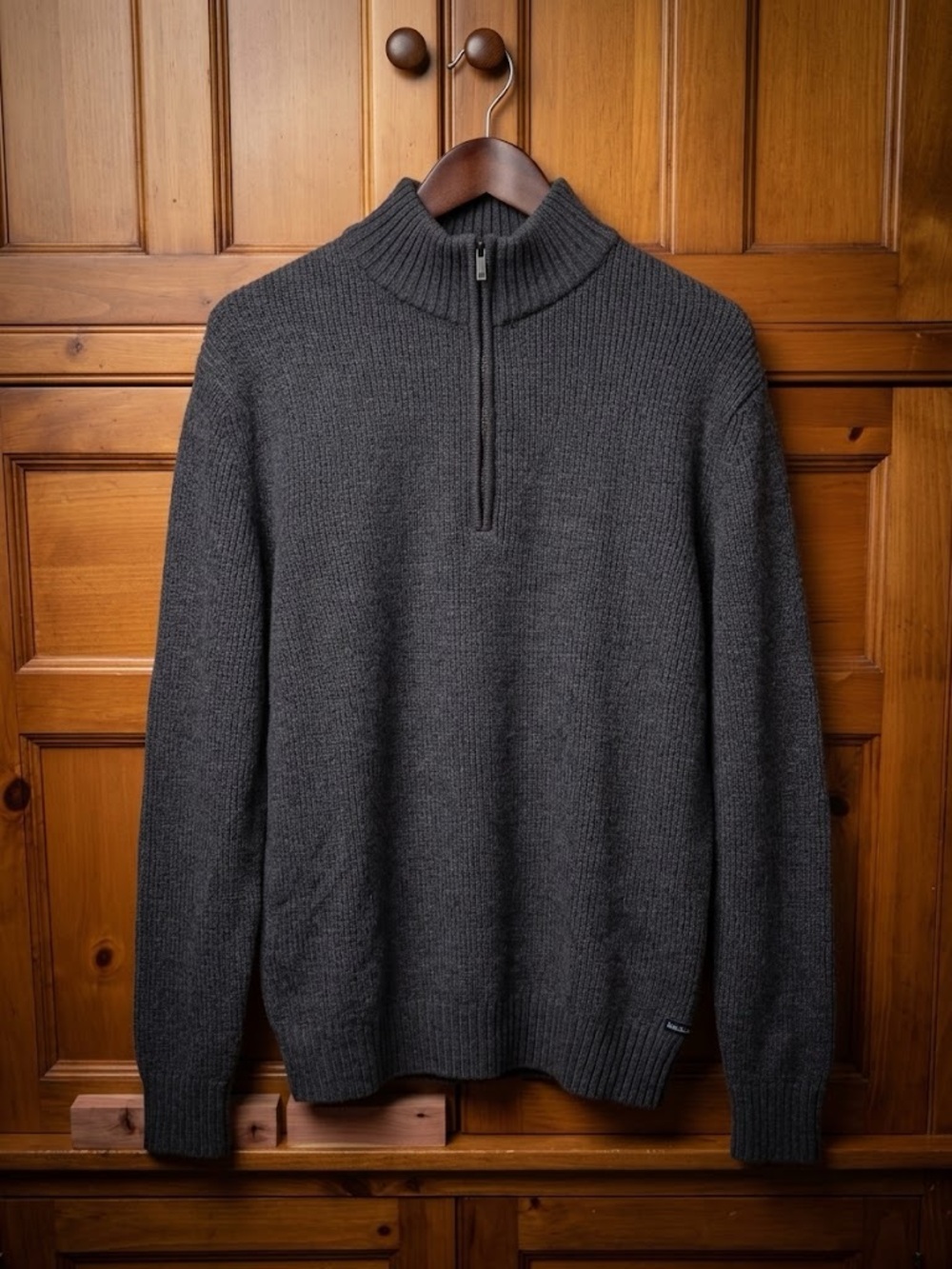 Calvin Klein Men's Zip-Neck Ribbed Sweater - Navy